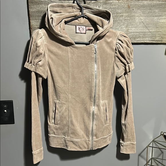 Vintage Y2K Juicy Couture Tan Hooded Zip-Up Jacket hoodie - Picture 1 of 11
